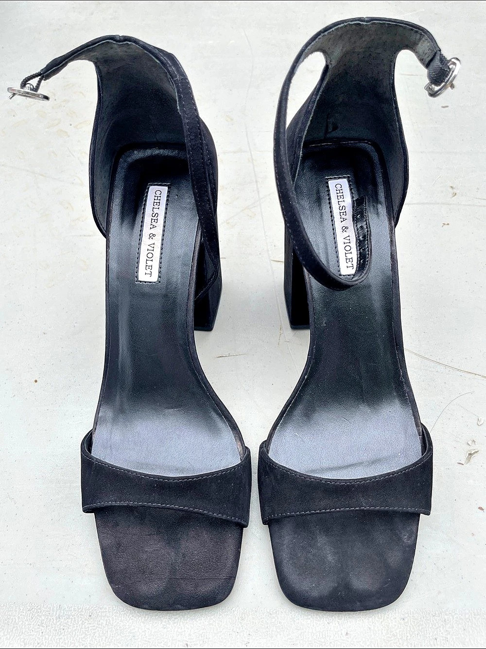 Chelsea & Violet Black Square Toe Heels US 10